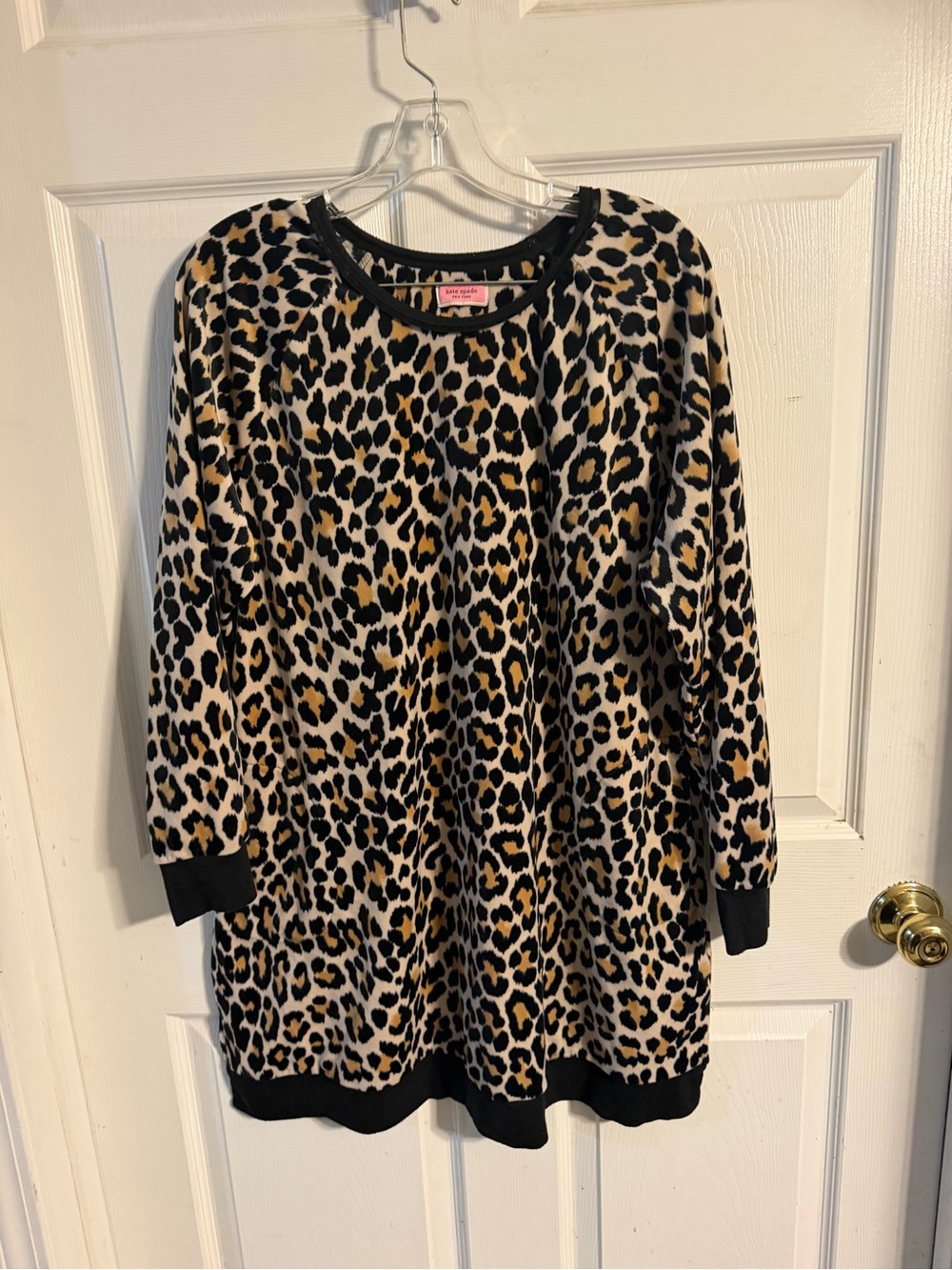 kate spade Leopard Print Crewneck Sweater - Black, Tan, Cream